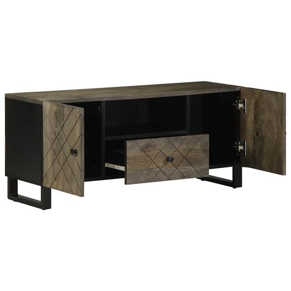 vidaXL TV-Schrank Schwarz 105x33x46 cm Massivholz Mango