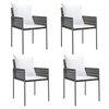 vidaXL Gartenst&uuml;hle mit Kissen 4 Stk. Braun 54x61x83 cm Poly Rattan