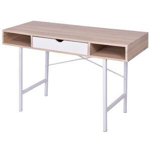vidaXL Schreibtisch mit 1 Schublade Eiche und Wei&szlig;