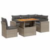 vidaXL 6-tlg. Garten-Sofagarnitur mit Kissen Grau Poly Rattan