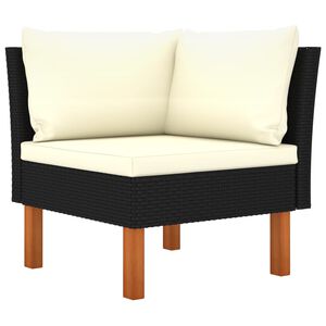 vidaXL Ecksofa Poly Rattan und Eukalyptus Massivholz