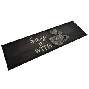 vidaXL K&uuml;chenteppich Waschbar Tasse Schwarz 45x150 cm Samt