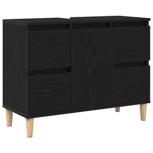vidaXL Waschbeckenschrank mit Tür Schwarz Eichen-Optik 80 x 33 x 60 cm