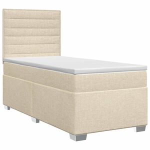 vidaXL Boxspringbett mit Matratze mit Kopfteil Creme 80 x 200 cm Stoff