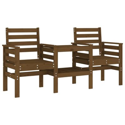 vidaXL Gartenbank mit Tisch 2-Sitzer Honigbraun Massivholz Kiefer