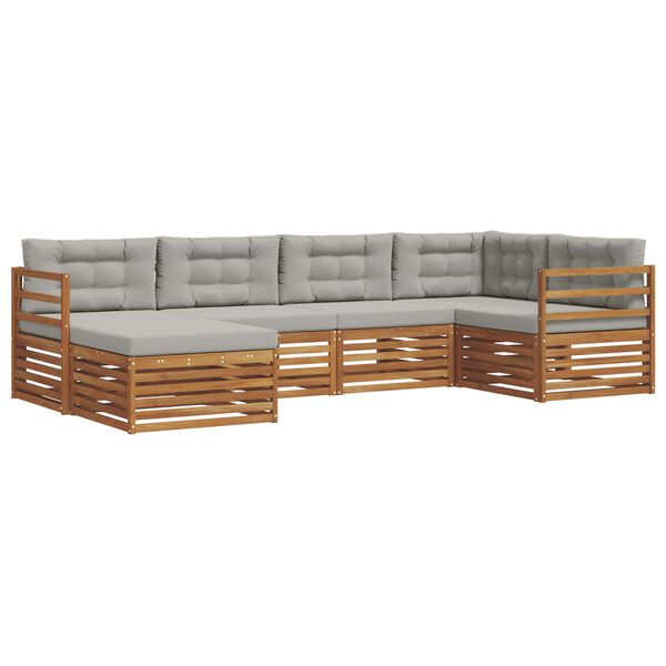 vidaXL Outdoor-Sofagarnitur mit Kissen 6 pcs Nat&uuml;rlich und Hellgrau
