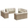 vidaXL 12-tlg. Garten-Sofagarnitur mit Kissen Beige Poly Rattan