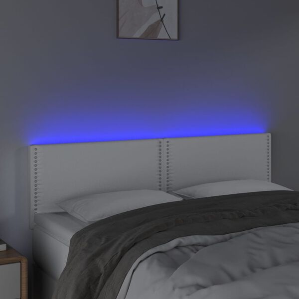 vidaXL LED Kopfteil Wei&szlig; 144x5x78/88 cm Kunstleder