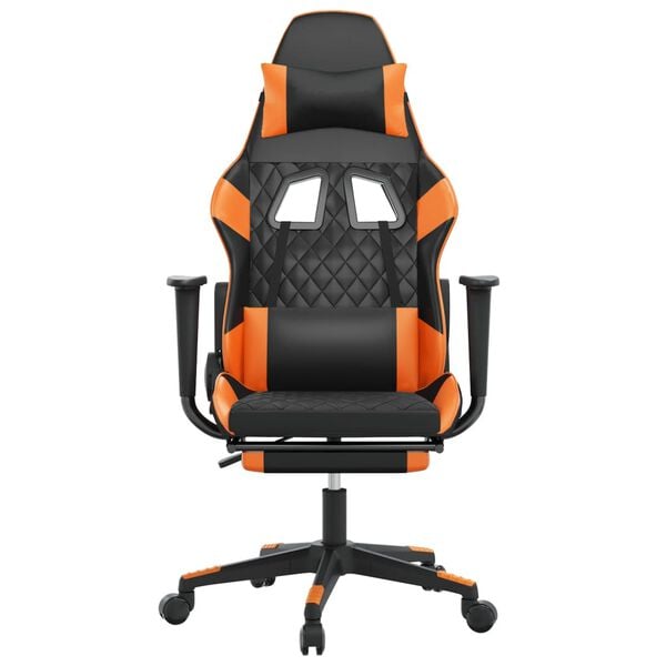 vidaXL Gaming-Stuhl mit Fu&szlig;st&uuml;tze Schwarz und Orange Kunstleder