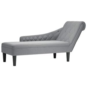 vidaXL Chaiselongue mit Kissen und Rechter Armlehne Hellgrau Stoff