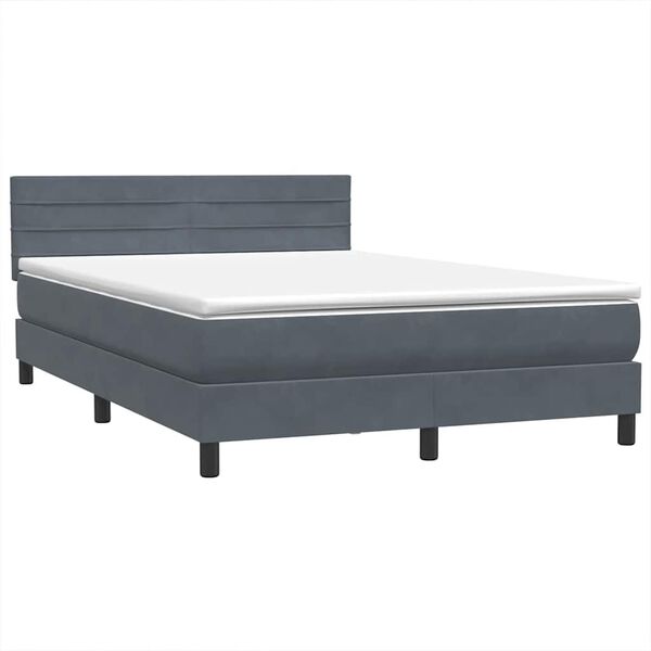 vidaXL Boxspringbett mit Matratze Dunkelgrau 140x210 cm Samt
