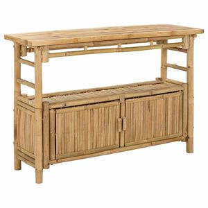 vidaXL Konsolentisch mit Regal mit T&uuml;r Natur 110 x 35 x 75 cm Bambus