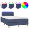 vidaXL Boxspringbett mit Matratze & LED Blau 120x190 cm Stoff