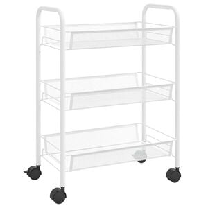 vidaXL K&uuml;chenwagen 3 Etagen Wei&szlig; 46x26x64 cm Eisen