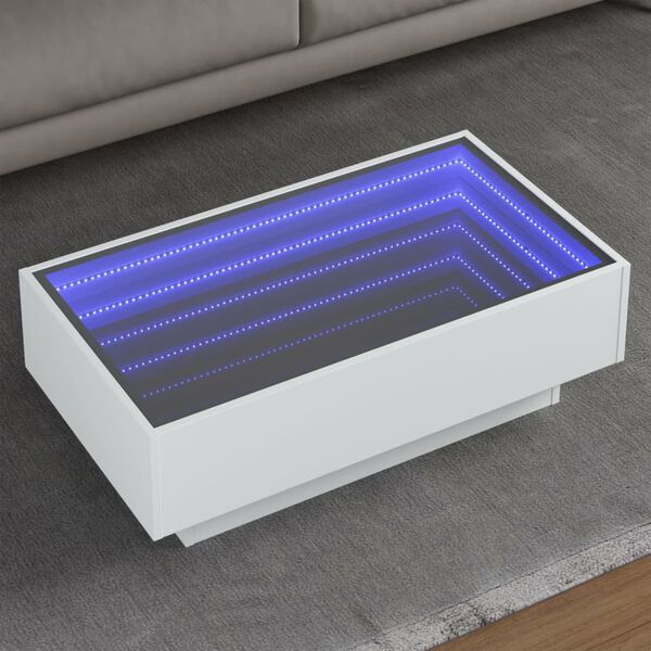 vidaXL LED-Couchtisch Wei&szlig; 90x50x30 cm Holzwerkstoff