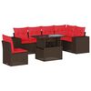 vidaXL 7-teiliges Gartensofa-Set mit Kissen, braun, Polyrattan