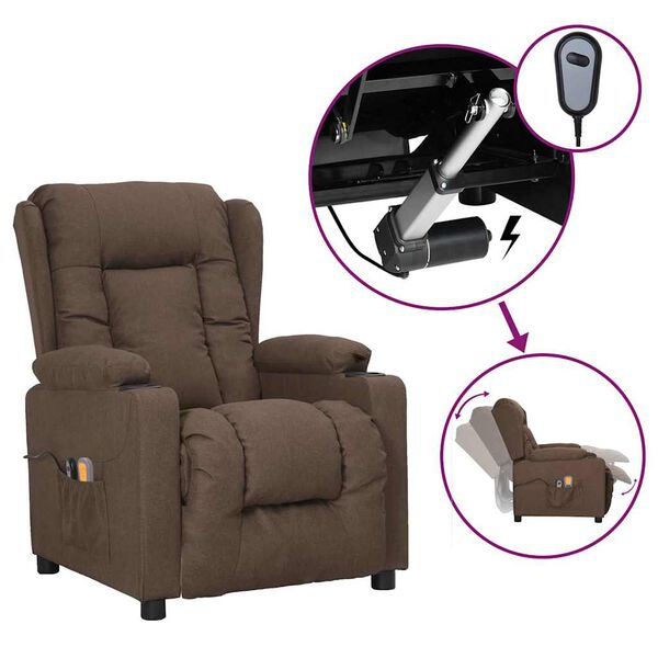 vidaXL Massagesessel Elektrisch Taupe Stoff