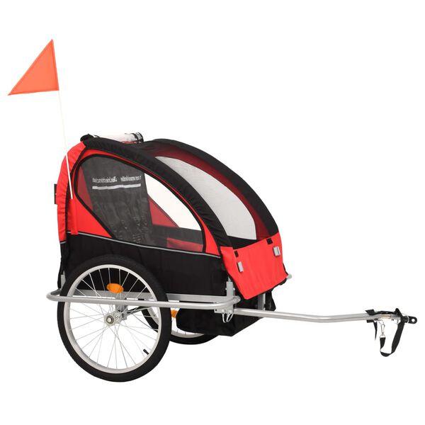 vidaXL 2-in-1 Fahrradanh&auml;nger und Kinderwagen Schwarz und Rot
