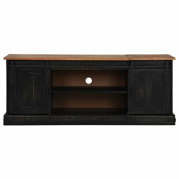 vidaXL TV-Schrank HALDEN 2 Schiebetüren Schwarz 150x40x60cm Massivholz