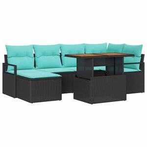 vidaXL Garten Essgruppe mit Kissen 7 pcs Schwarz und Teal