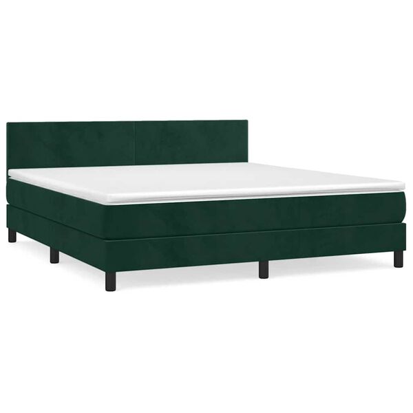 vidaXL Boxspringbett mit Matratze Dunkelgr&uuml;n 180x200 cm Samt
