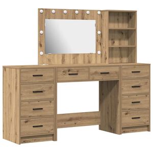 vidaXL Schminktisch 3 pcs Artisan-Eiche 78,5 x 41 x 135 cm