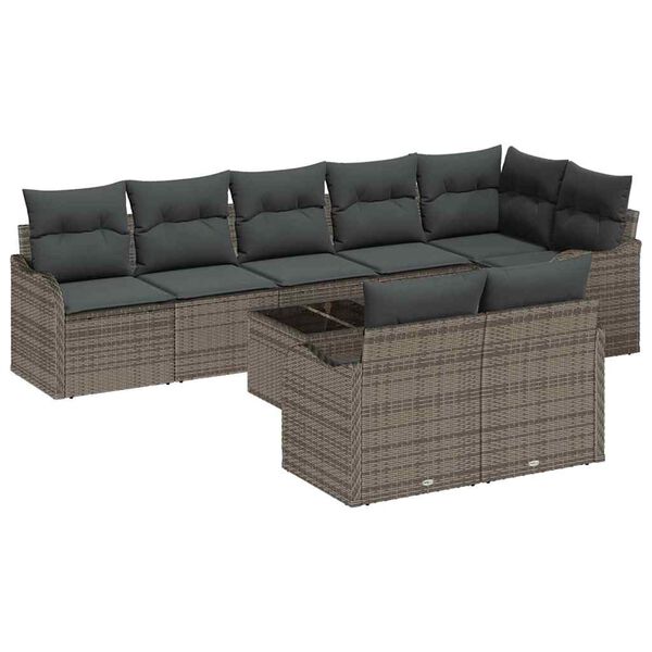 vidaXL Gartensofa-set 9 pcs Grau Poly-Rattan
