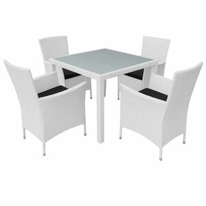 vidaXL 5-tlg. Garten-Essgruppe Poly Rattan Cremewei&szlig;