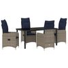 vidaXL Tisch- und Stuhlset mit Kissen 5 pcs Grau PE-Rattan