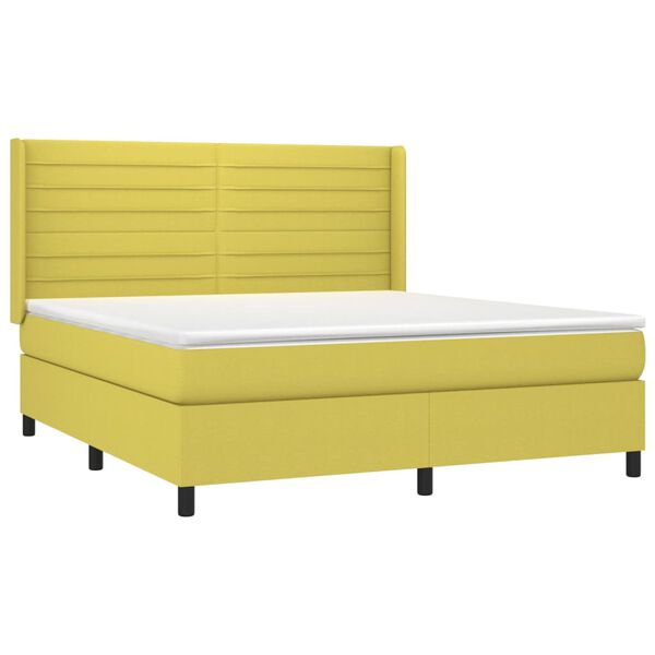 vidaXL Boxspringbett mit Matratze & LED Gr&uuml;n 180x200 cm Stoff