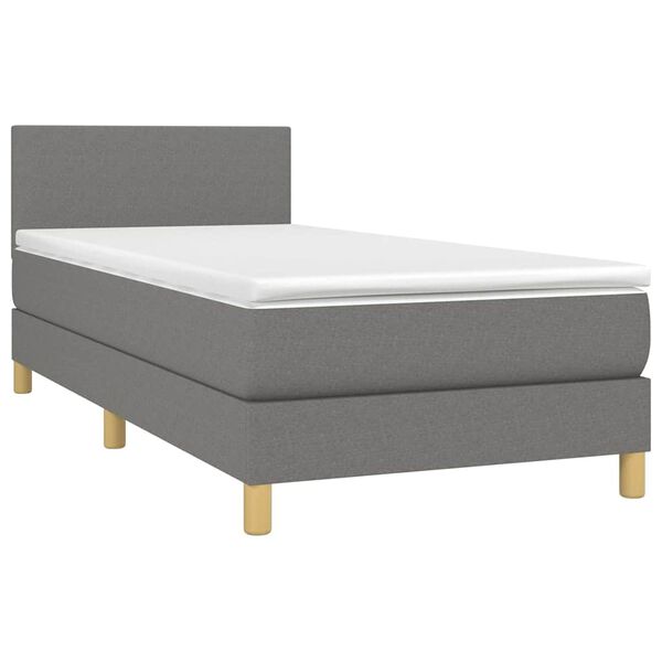vidaXL Boxspringbett mit Matratze Dunkelgrau 80x200 cm Stoff