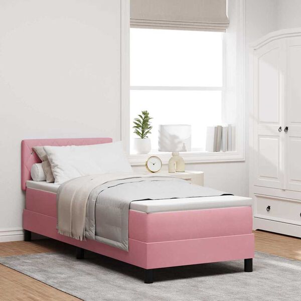 vidaXL Boxspringbett mit Matratze mit Kopfteil Rosa 80 x 200 cm Samt