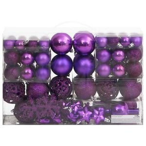 vidaXL 111-tlg. Weihnachtskugel-Set Lila Polystyrol