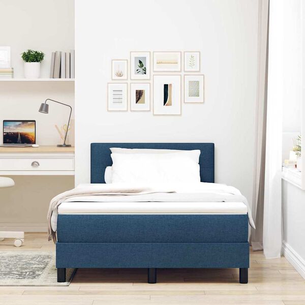 vidaXL Boxspringbett mit Matratze mit Kopfteil Blau 120 x 190 cm Stoff