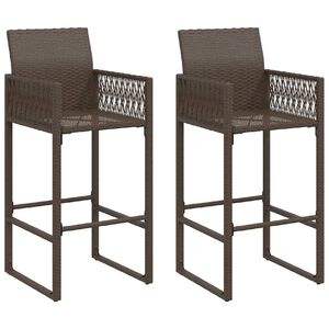 vidaXL Garten-Barhocker 2 Stk. Braun Poly Rattan