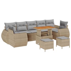 vidaXL Gartensofa-set 10 pcs Beige Poly-Rattan
