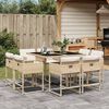 vidaXL 9-tlg. Garten-Essgruppe mit Kissen Beige Poly Rattan