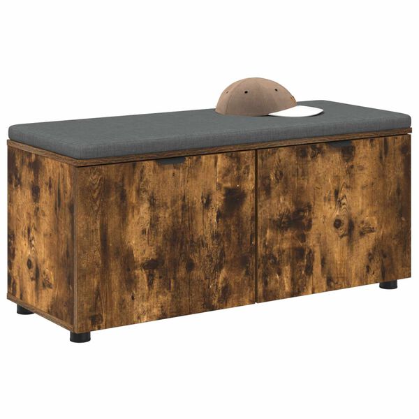 vidaXL Flurbank mit Kissen mit T&uuml;r Ger&auml;ucherte Eiche 100 x 38 x 46 cm