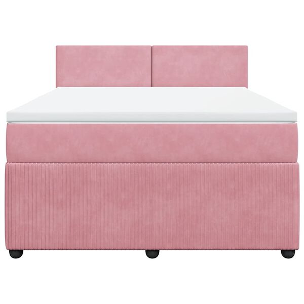 vidaXL Boxspringbett mit Matratze Rosa 140x190 cm Samt