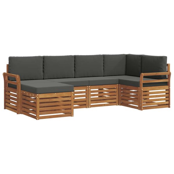 vidaXL Ecksofa Set 6 pcs Natur und Anthrazit Massivholz Akazie