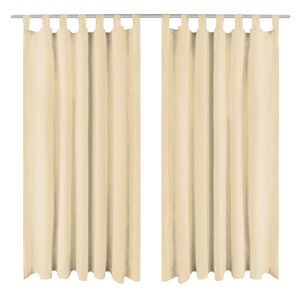 vidaXL Vorh&auml;nge aus Mikro-Satin 2 Stk. mit Schlaufen 140&times;225 cm Beige