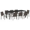 vidaXL Garten Essgruppe 9 pcs Braun Poly Rattan