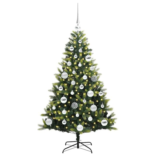 vidaXL Künstlicher geflammter Weihnachtsbaum 150 LEDs Grün 120 cm
