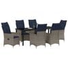 vidaXL Tisch- und Stuhlset mit Kissen 7 pcs Grau PE-Rattan