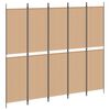 vidaXL 5-teiliger Raumteiler Beige 250 x 220 cm Stoff
