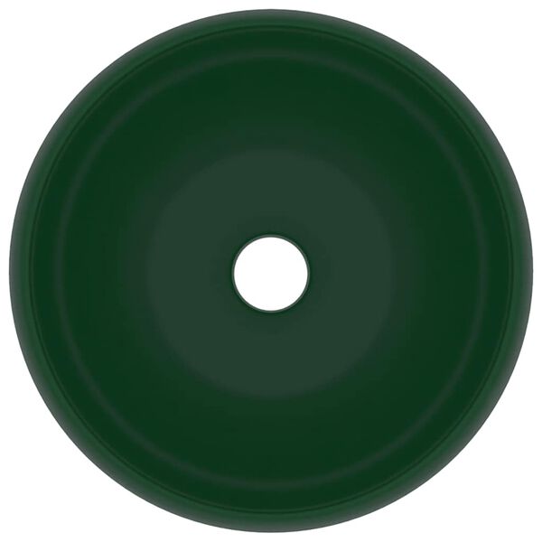 vidaXL Luxuri&ouml;ses Waschbecken Rund Matt Dunkelgr&uuml;n 40x15 cm Keramik