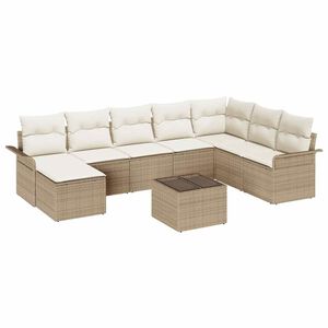 vidaXL Gartensofa-set mit Kissen 9 pcs Beige Poly-Rattan