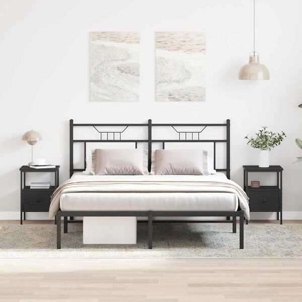 vidaXL Nachttisch 2 pcs Schwarz Eichen-Optik 34 x 36 x 50 cm