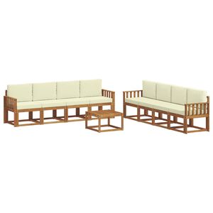 vidaXL Outdoor-Sofagarnitur mit Kissen 9 pcs Natur und Creme