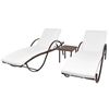 vidaXL Sonnenliegen 2 Stk. mit Tisch Poly Rattan Braun